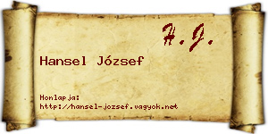 Hansel József névjegykártya